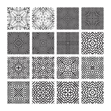 Karmaşık tek renkli vektör geometrik desenleri.