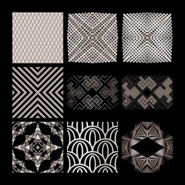 Karmaşık tek renkli vektör geometrik desenleri.