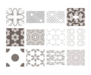 Karmaşık tek renkli vektör geometrik desenleri.