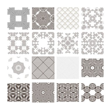 Karmaşık tek renkli vektör geometrik desenleri.