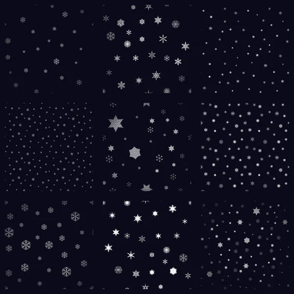 Набір зимових новорічних безшовних візерунків в монохромних чорно-білих тонах . — стоковий вектор