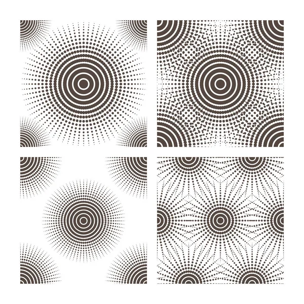 Un conjunto de complejos patrones geométricos vectoriales monocromáticos . — Archivo Imágenes Vectoriales