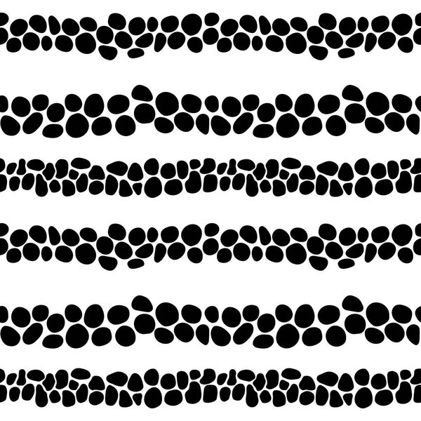 Texture of stylized stones. Paving on cobblestone pavement. Irregular rounded forms of confusion. Seamless black and white pattern. Vector