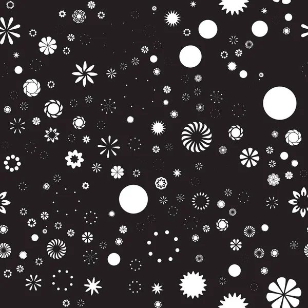 Patrón simple floral sin costuras de pequeños elementos caóticos. Fondo vectorial monocromo oscuro. Adorno decorativo elegante para papel pintado, sobras, impresión de moda, papel de envolver . — Vector de stock