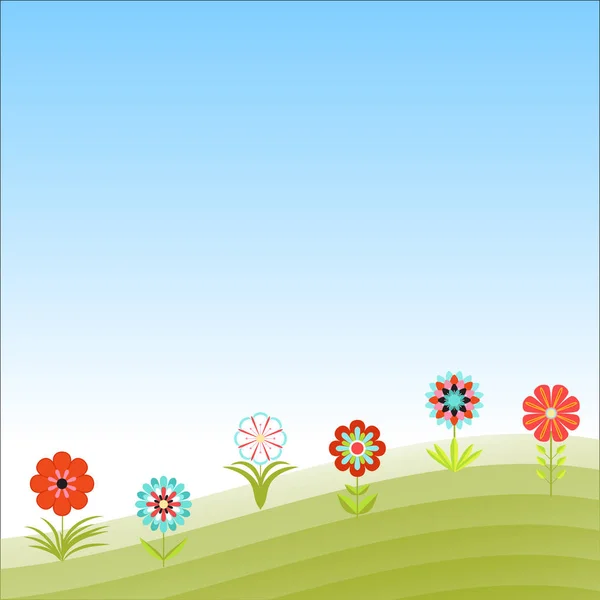 Blumenmuster mit Gartenblumen. abstrakte Vektorillustration in flachem Stil. Sommer-Hintergrund. — Stockvektor