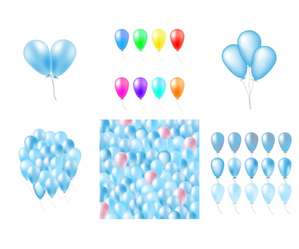 Reihe von Illustrationen mit festlichen Luftballons. — Stockvektor