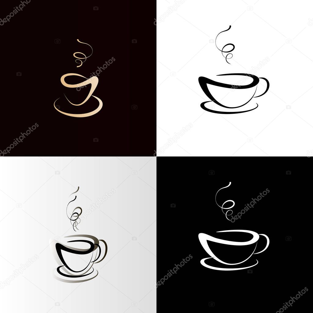 Coffee or tea cup set. Vector illustration, coffee icon