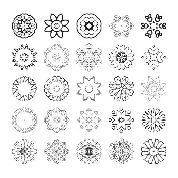 Cirkelvormige tekening, mandala's voor uw projecten. Verzameling van abstracte ontwerpelementen. — Stockvector