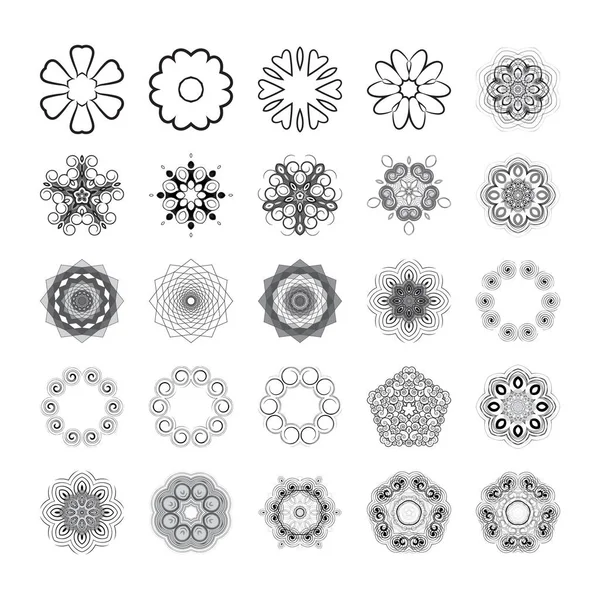 Circular drawing, mandalas for your projects. Set of abstract design elements. — Stock Vector