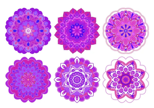 Colección Mandalas. Decoración tradicional asiática estilo mehandi. Patrón oriental, ilustración vectorial. Elementos decorativos vintage. Ornamento redondo — Vector de stock