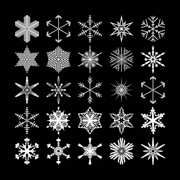 Bir dizi kar tanesi ikonu. Vektör illüstrasyonu — Stok Vektör
