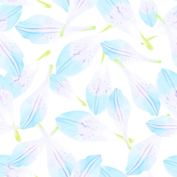 Padrão sem costura com pétalas de flor azul — Vetor de Stock