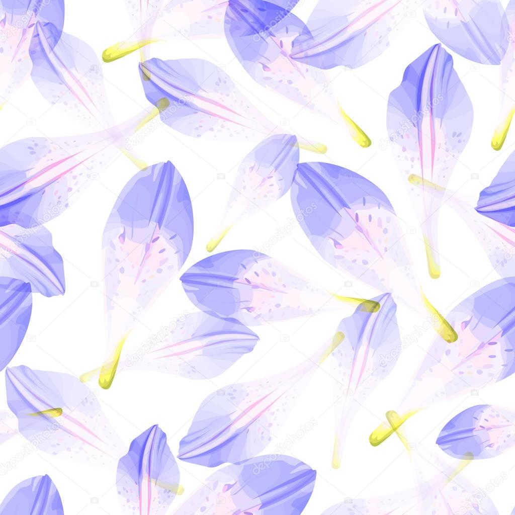 Seamless pattern with purple petals