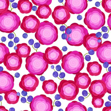 Parlak dekoratif pembe Gül ile Seamless Modeli