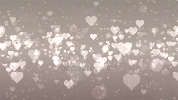 Fond abstrait de la Saint-Valentin, coeurs volants et particules. .