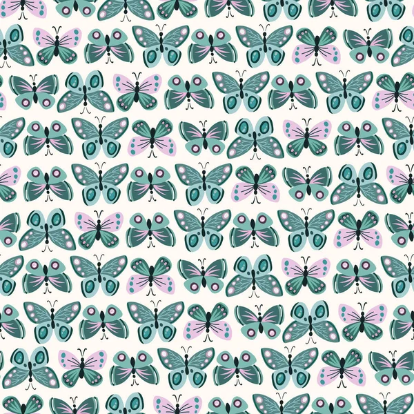 Nahtloser Vektorhintergrund Mit Schmetterlingen — Stockvektor