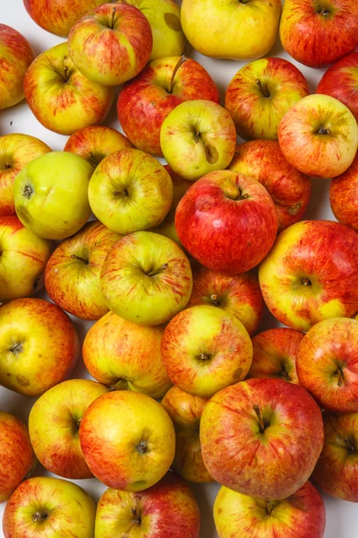 Зелені та червоні органічні яблука на столі . — стокове фото