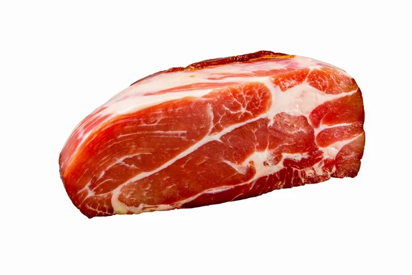 Sığır eti boyun parça ve dilimler beyaz arka plan üzerinde füme. İsolat içinde — Stok fotoğraf