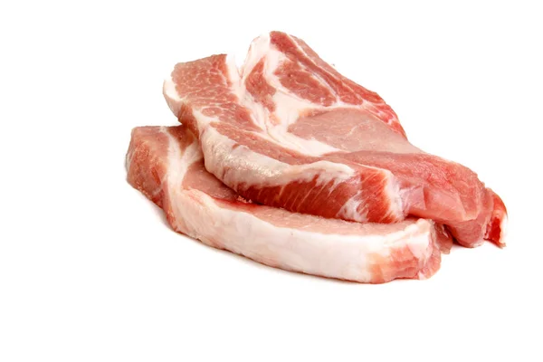 Pork loin boneless sliced is on a white background. — Stock Photo, Image