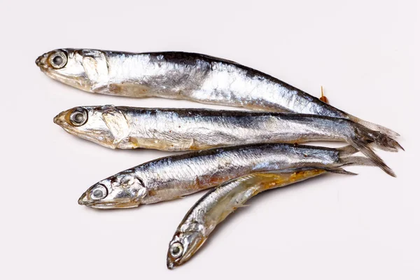 Acciuga dal Mar Nero - piccolo pesce salato che si trova su un bianco — Foto Stock