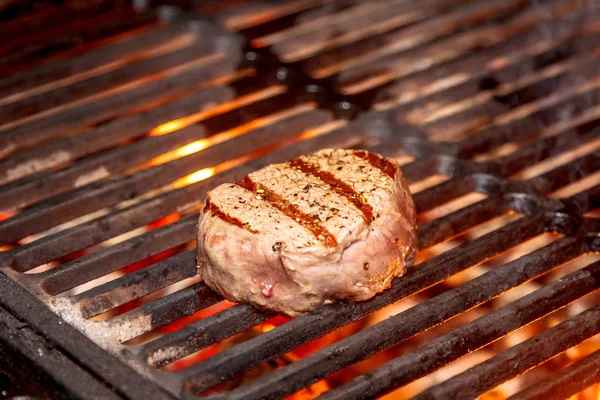 Aubergine, peper en ossenhaas gebakken op de grill. — Stockfoto