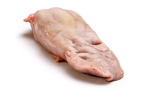 Rauw varkensvlees tong op een witte achtergrond. Niet geïsoleerd. — Stockfoto