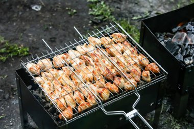 Barbekü Izgara, kızarmış et ve tavuk şiş çubuğu