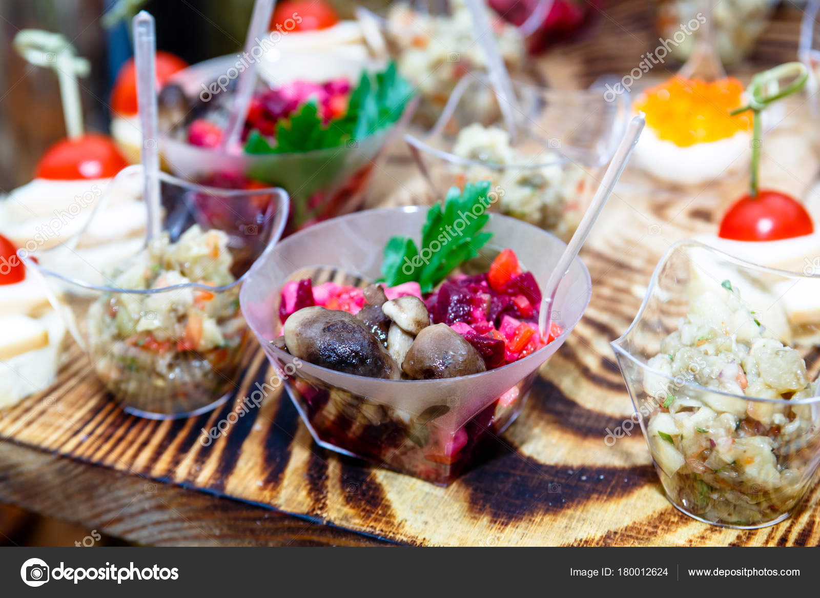 Cold Snacks - Premium Photo Banquet Table Served With Various Cold Snacks And Salads