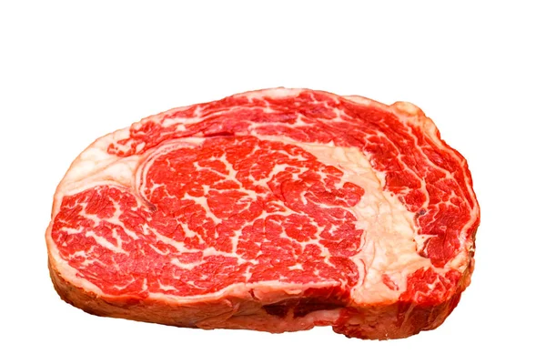 Marmor nöt biff strip loin är på disken — Stockfoto