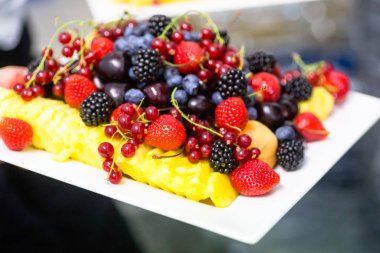 Meyveler ve meyve: çilek, ahududu, böğürtlen, blu