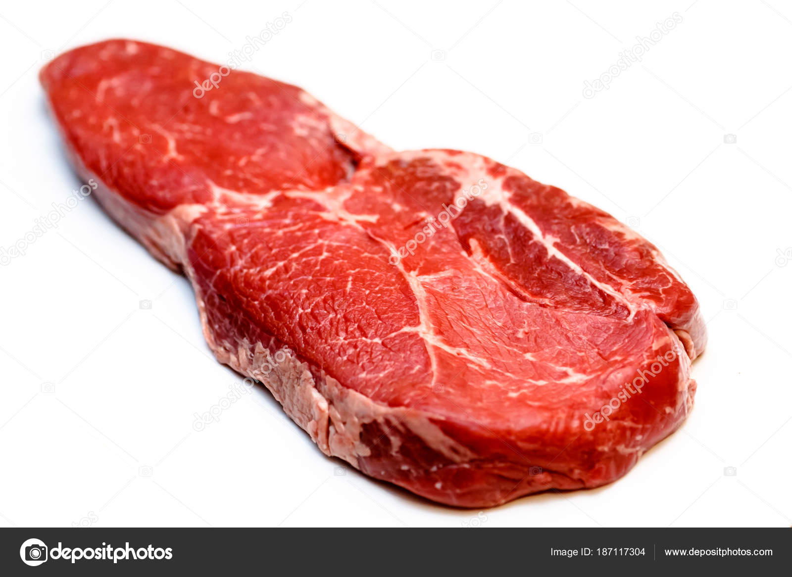 Ramp Rump Beef Marbled Steak On White Background Isolated Stock Photo C Milanchikov
