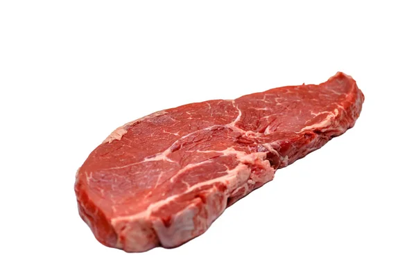Rampa (but) mermer sığır eti biftek izole beyaz zemin üzerine — Stok fotoğraf