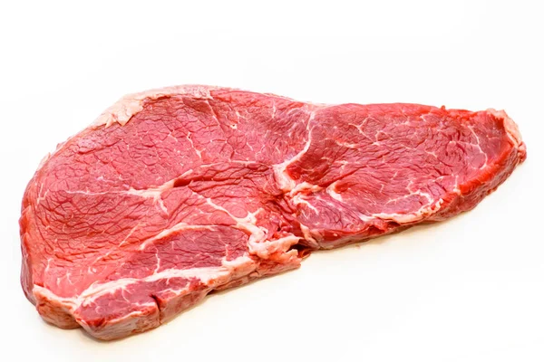 Rámpa (Far) márványos marha steak elszigetelt fehér alapon — Stock Fotó