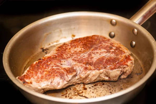 Rampa Steak Smažené Ocelová Pánev — Stock fotografie