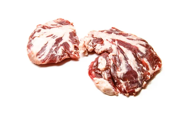 "Bife de aranha "ou" bifteck araignée "de carne de bovino marmorizada sobre carne branca b — Fotografia de Stock