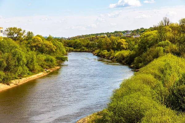 Smooth Bend River Traditional Russian Landscape Summer Stock Picture