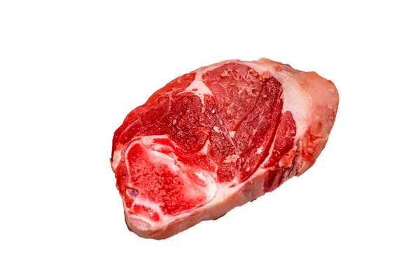 Auf Weißem Hintergrund Liegt Eine Steaks Geschnittene Lammkeule Isoliert — Stockfoto