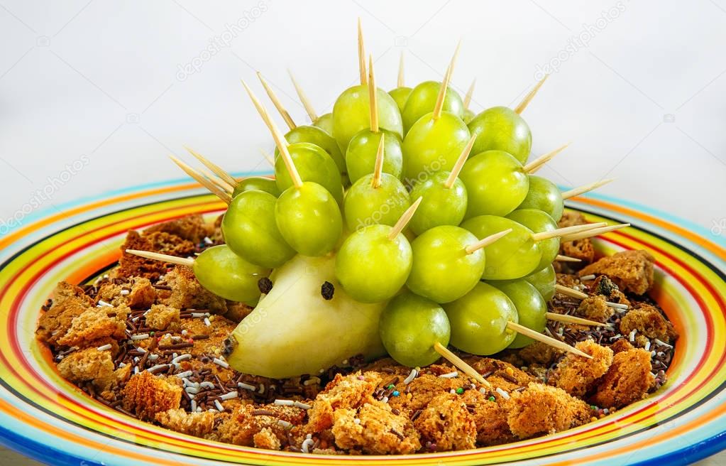 Hedgehog from grapes