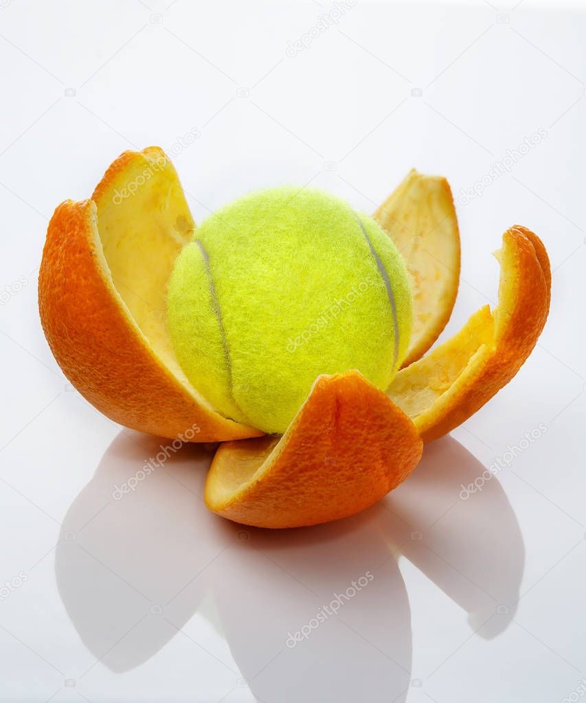 A ball in an orange