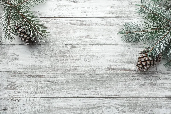 Fundo Natal Com Abeto Decoração Placa Madeira Escura Natal Composição — Fotografia de Stock