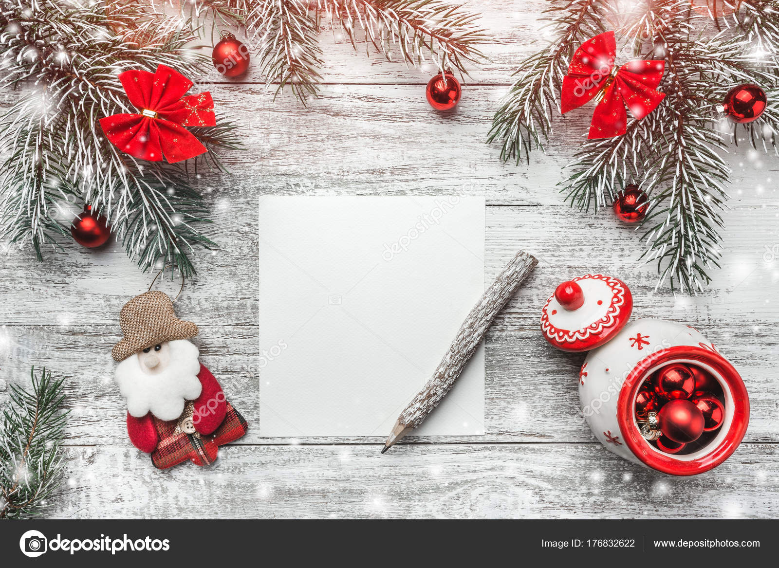 christmas motivational theme notepad vintage pencil space text red