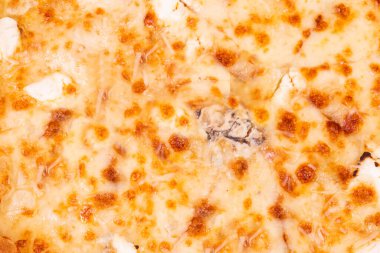 Farklı peynirli pizza, üst görünüm, macro