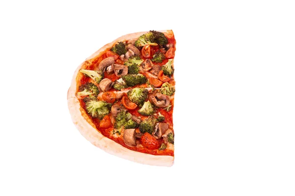 Mitad Pizza Con Verduras Vegetarianas Vista Superior Aislado Blanco — Foto de Stock