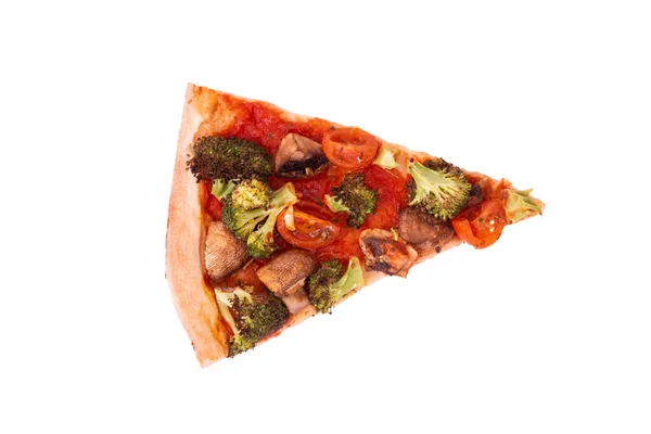Кусок Пиццы Овощами Вид Сверху Изолированный Белом — стоковое фото