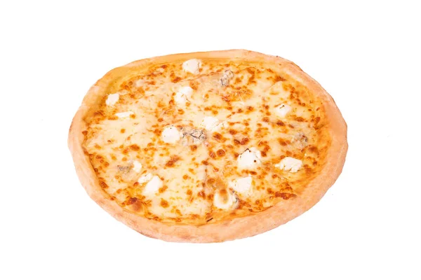 Pizza Cinco Queijos Isolados Branco Vista Superior — Fotografia de Stock