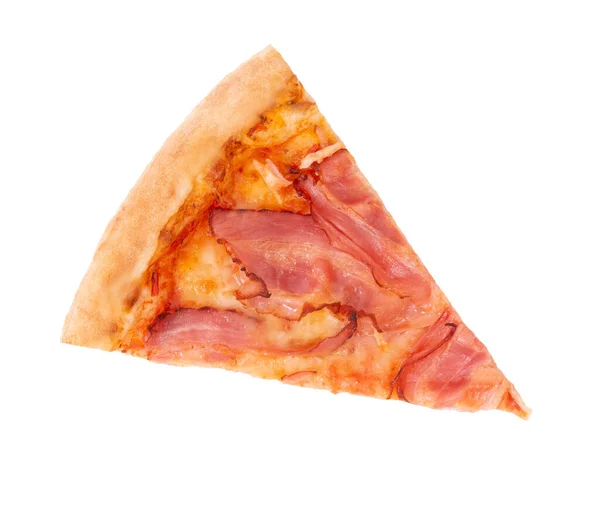 Eine Scheibe Pizza Speck Zutat Becon Und Mozarella Isoliert Auf — Stockfoto