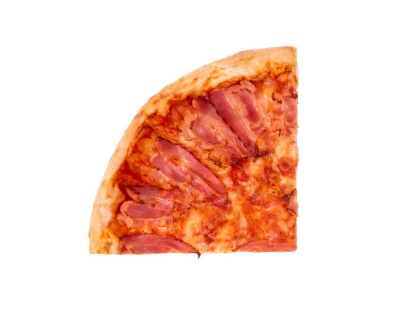 Μια Φέτα Μπέικον Πίτσα Συστατικό Becon Και Μοζαρέλα Απομονωμένη Λευκό — Φωτογραφία Αρχείου