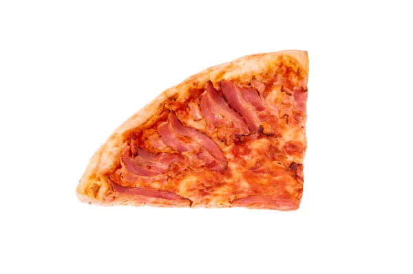 Uma Fatia Bacon Pizza Becon Ingrediente Mozarella Isolado Branco Vista — Fotografia de Stock