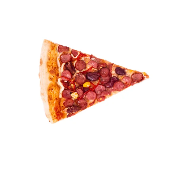 Uma Fatia Pizza México Isolada Branco Vista Superior Com Kapia — Fotografia de Stock