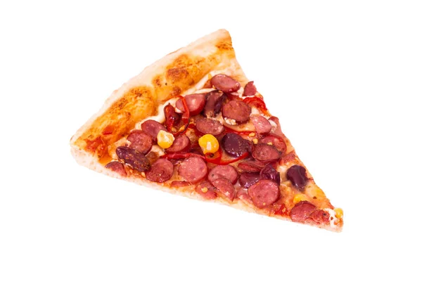 Eine Scheibe Pizza Mexiko Isoliert Auf Weiß Von Oben Mit — Stockfoto